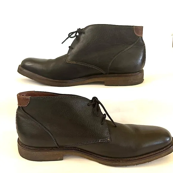 Johnston &amp; Murphy Sheepskin Gum Sole Chukka Boots Booties, Black, Size 12
