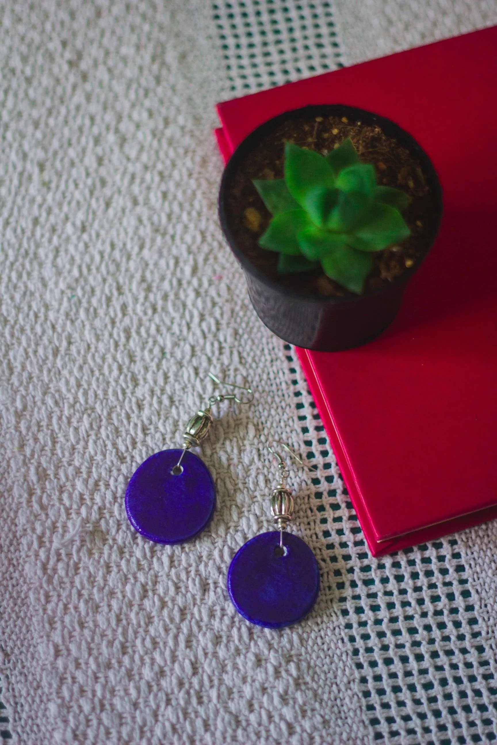 Kaisori blue pottery jewellery -  Earrings Blue