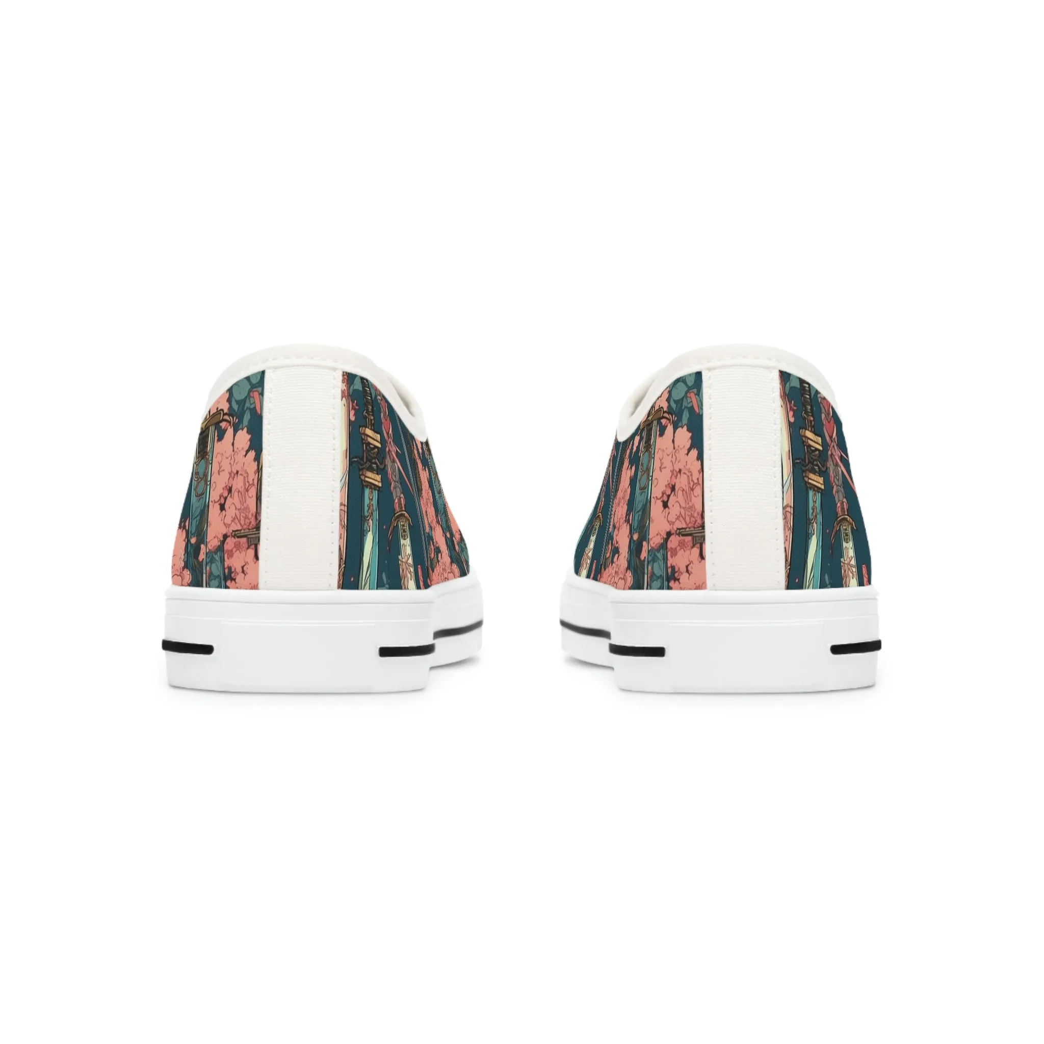 Katanas & Cherry Blossoms - Women's Low Top Sneakers