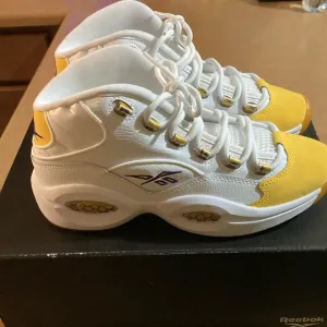 Kids White and Yellow Reebok Sneakers