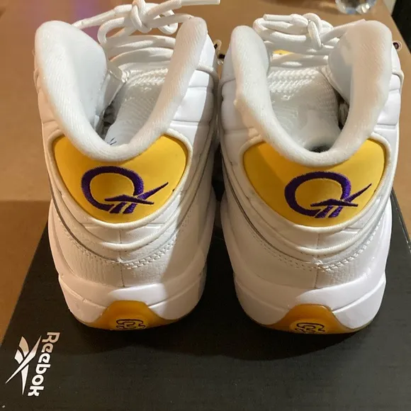 Kids White and Yellow Reebok Sneakers