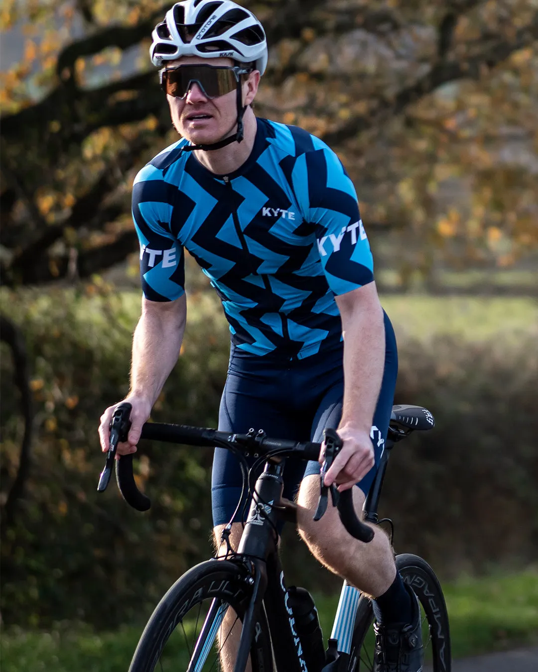 KYTE Jazz Short Sleeve Jersey - Cyan / Navy