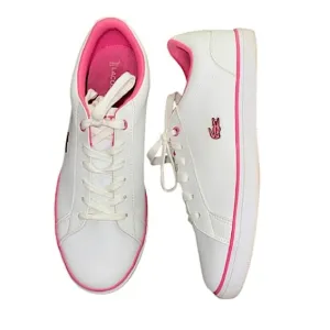 Lacoste Sneakers white with pink alligator and details kids sz 5.5 or EU 37.5