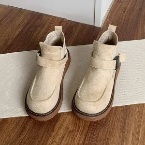 Ladies Fashion Buckled Thick Soled Suede Martin Boots