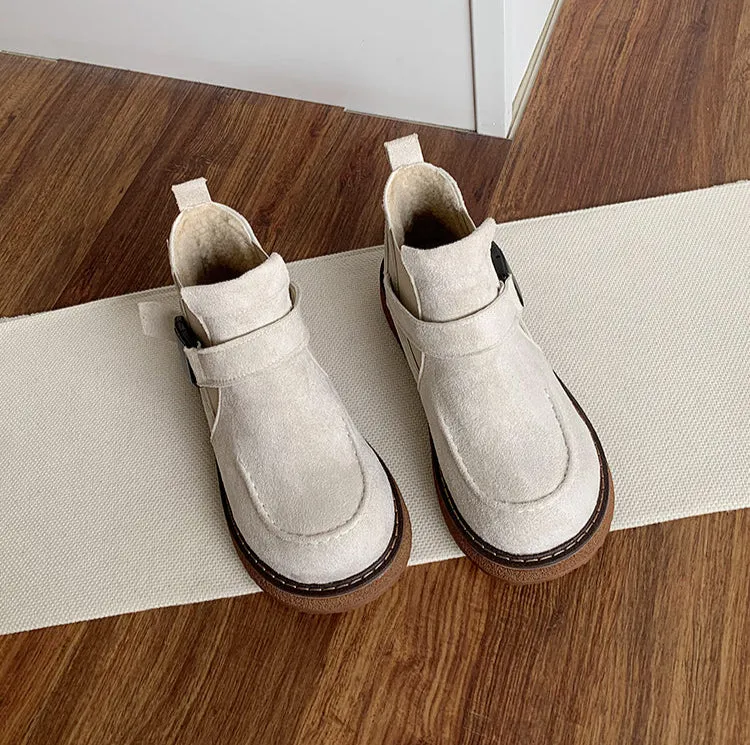 Ladies Fashion Buckled Thick Soled Suede Martin Boots