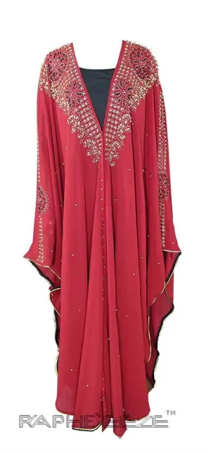 Light Red Muslim Religious Caftan Floor Length Maxi