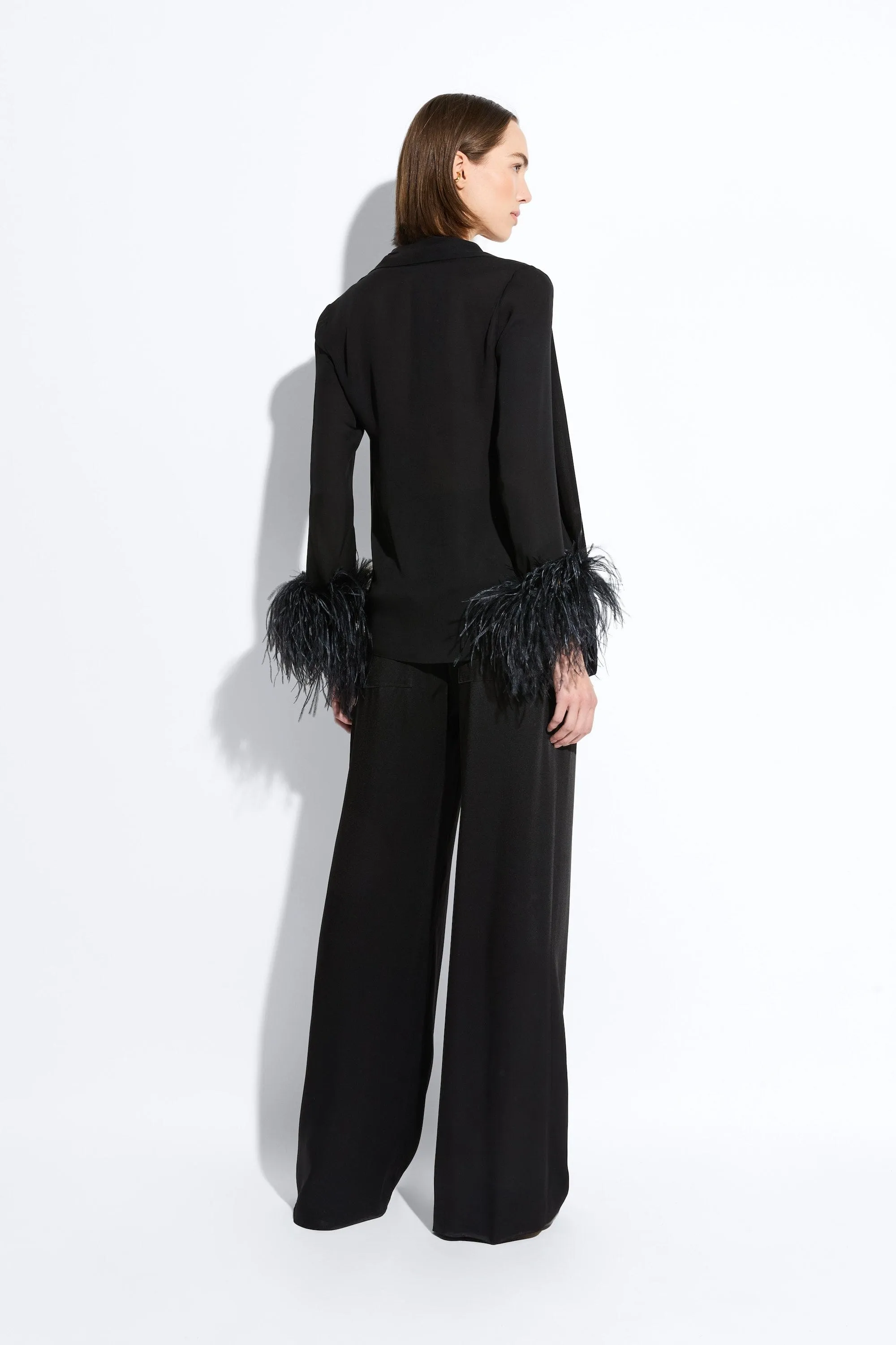 Lightweight Georgette Scarf Top With Feathers