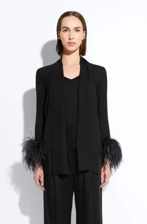 Lightweight Georgette Scarf Top With Feathers