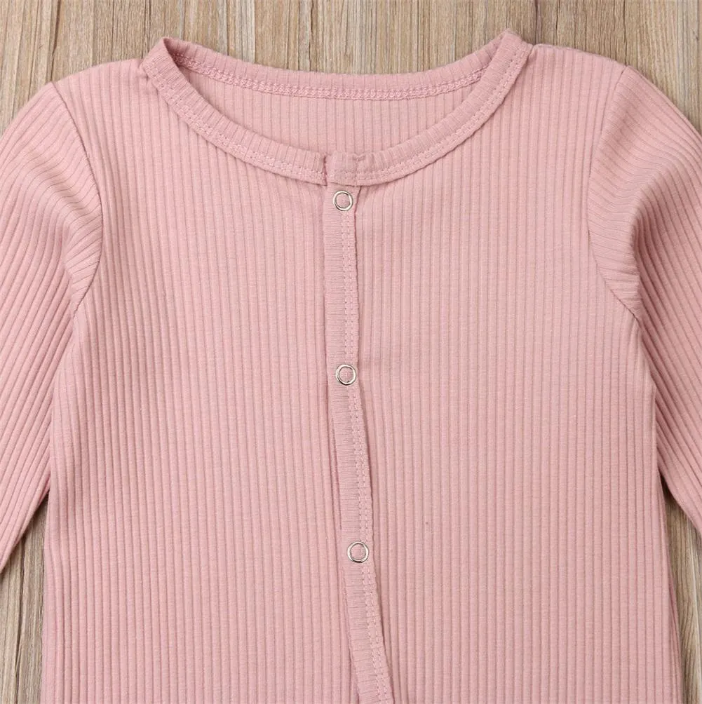 Lightweight ribbed baby grow - Baby Pink