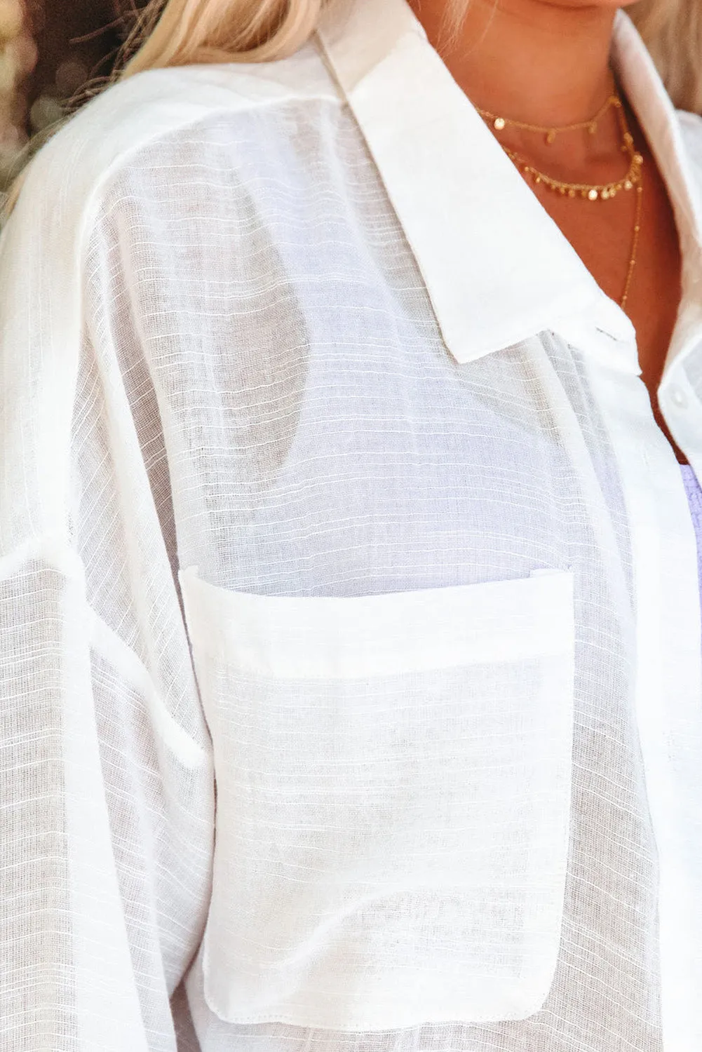 Lightweight Shirt Style Beach Cover Up