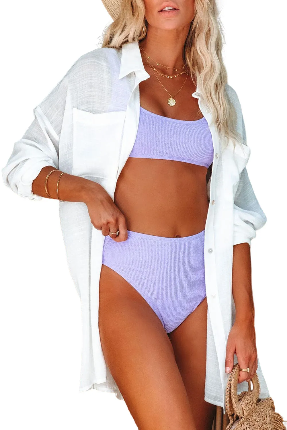 Lightweight Shirt Style Beach Cover Up