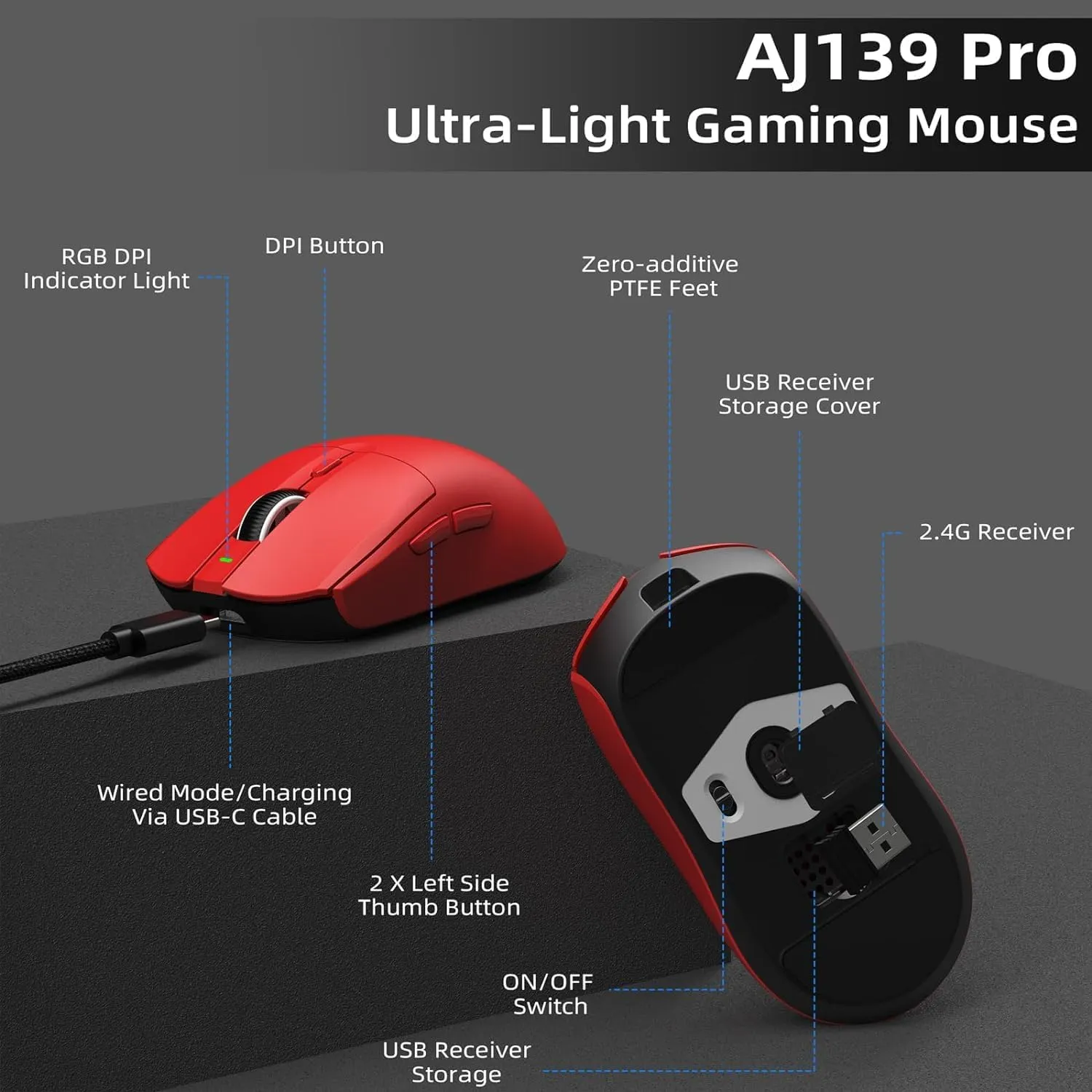 lightweight Wireless Professional Gaming Mouse 26000dpi for PC