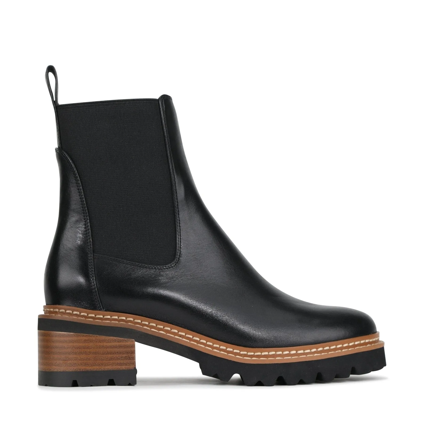LINEAR LEATHER ANKLE BOOTS