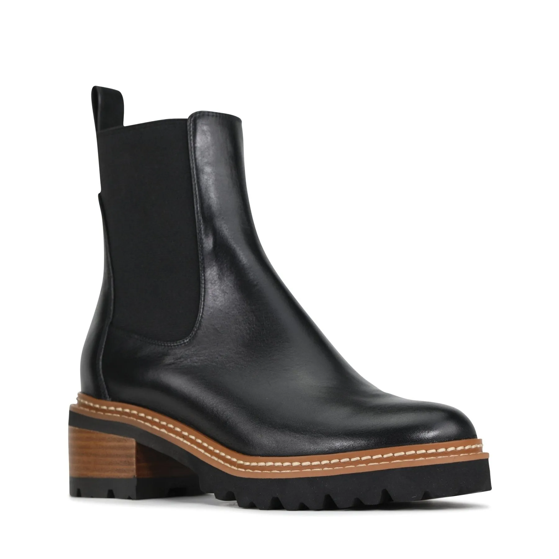 LINEAR LEATHER ANKLE BOOTS
