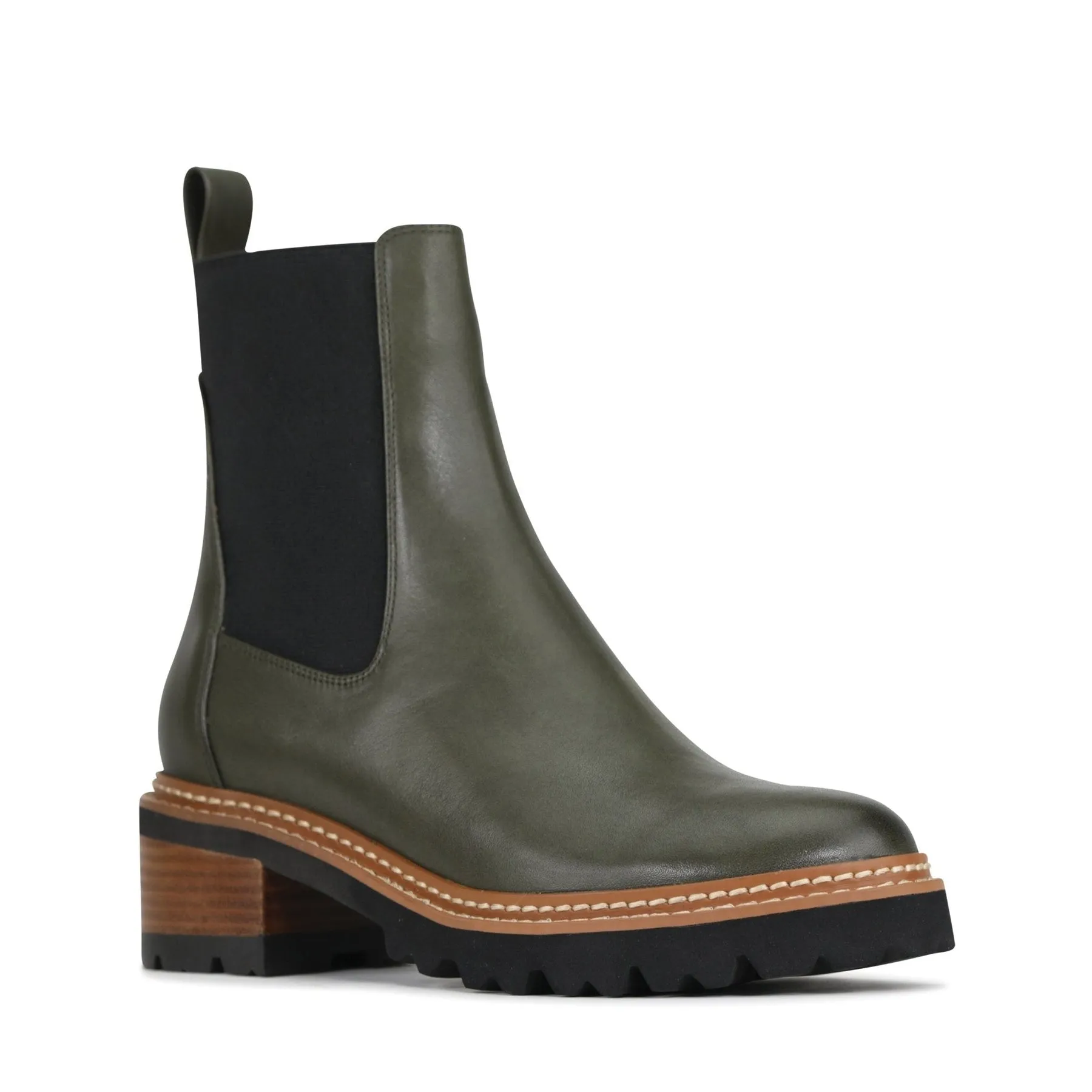 LINEAR LEATHER ANKLE BOOTS