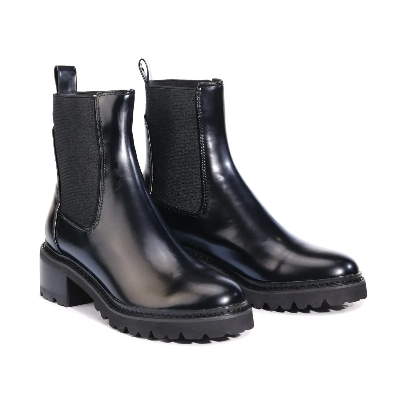 LINEAR LEATHER ANKLE BOOTS