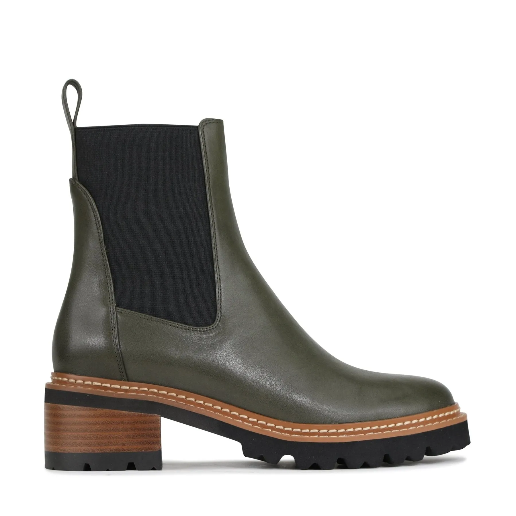 LINEAR LEATHER ANKLE BOOTS