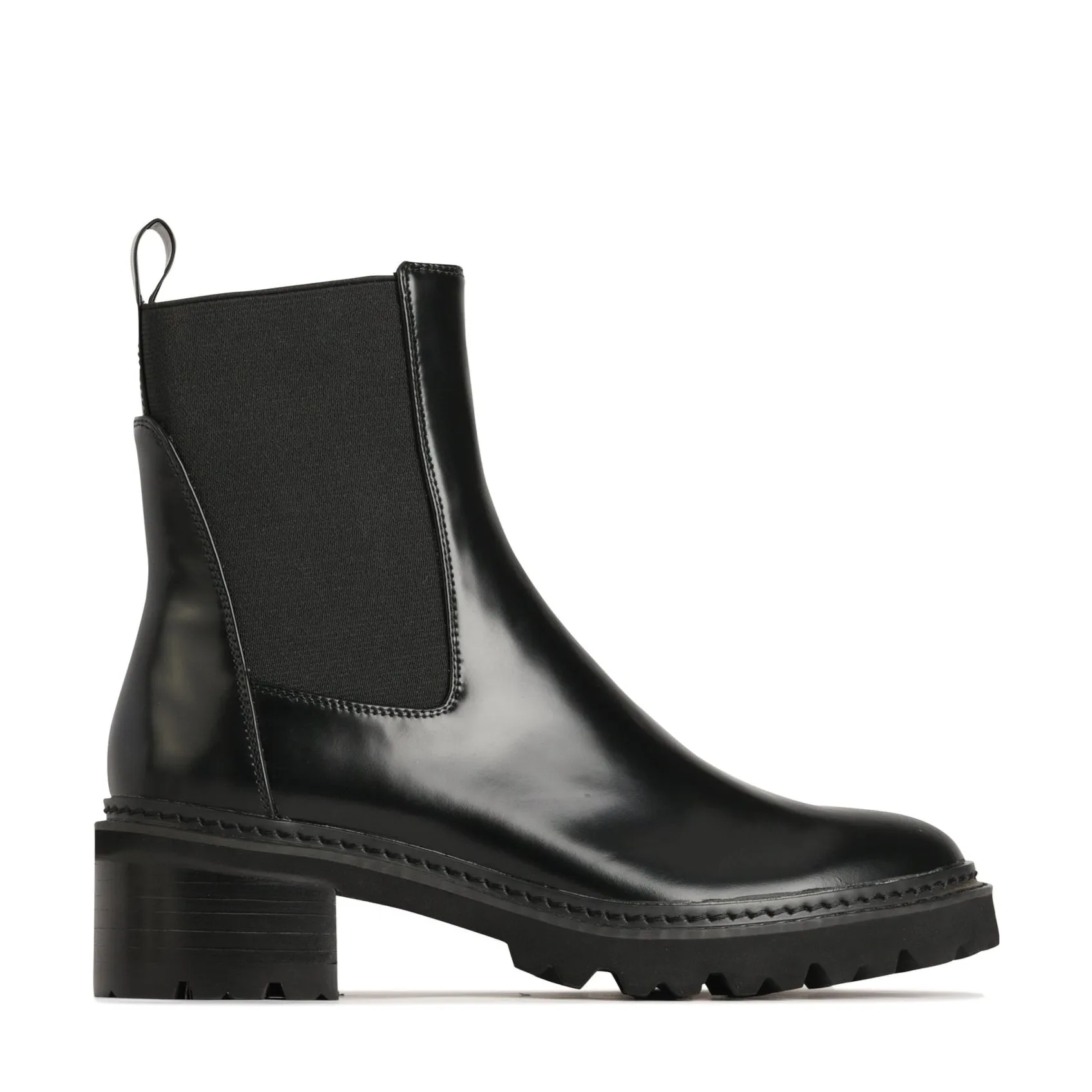 LINEAR LEATHER ANKLE BOOTS
