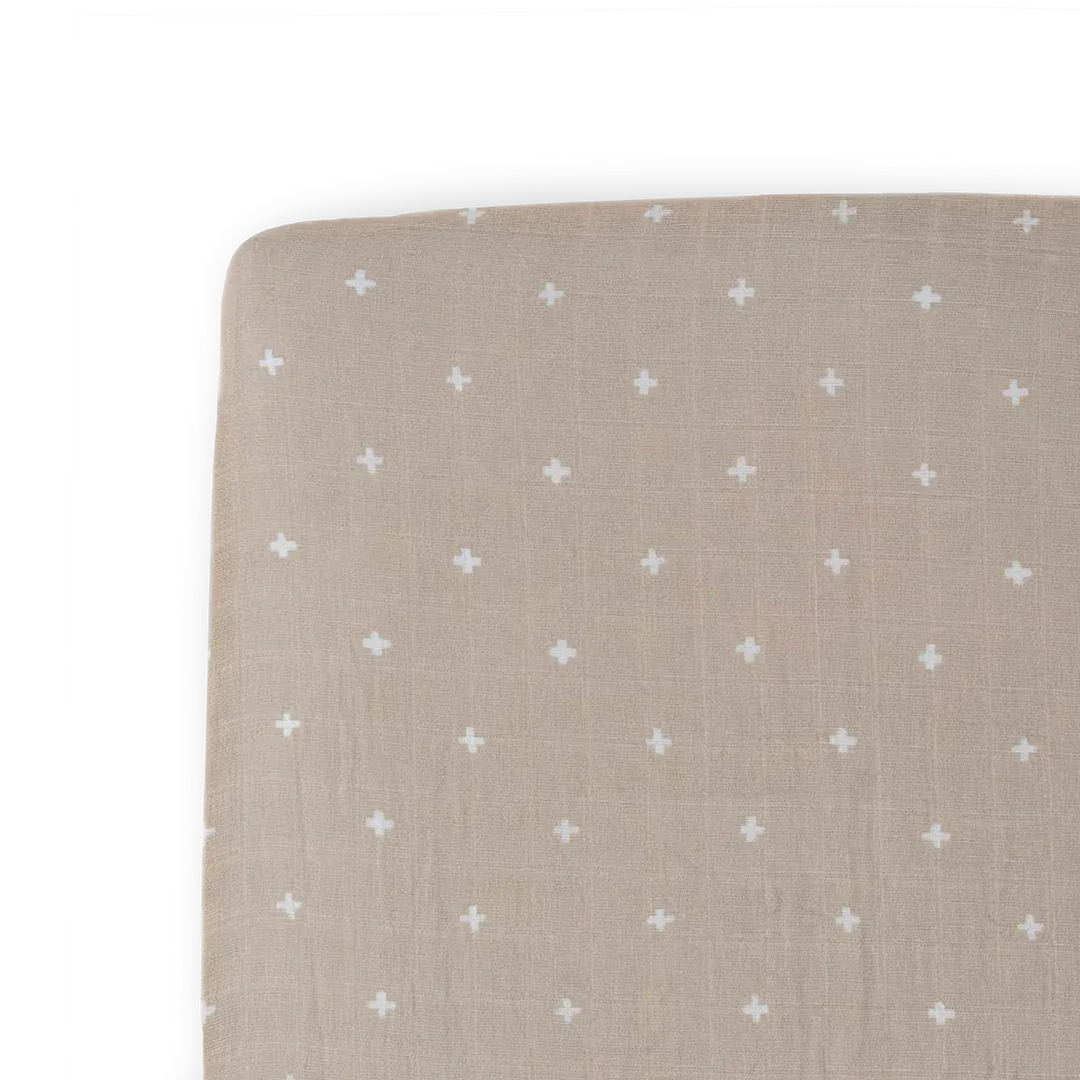 Little Unicorn Taupe Cross Cotton Muslin Crib Sheet