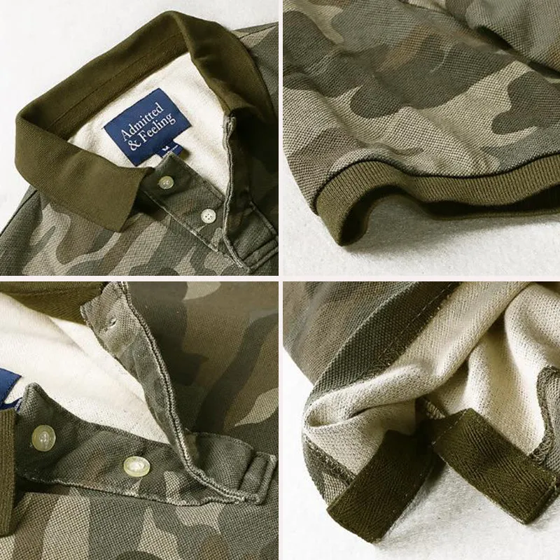 Loose Camo Breathable Sweatshirt Lapel Men T-Shirt