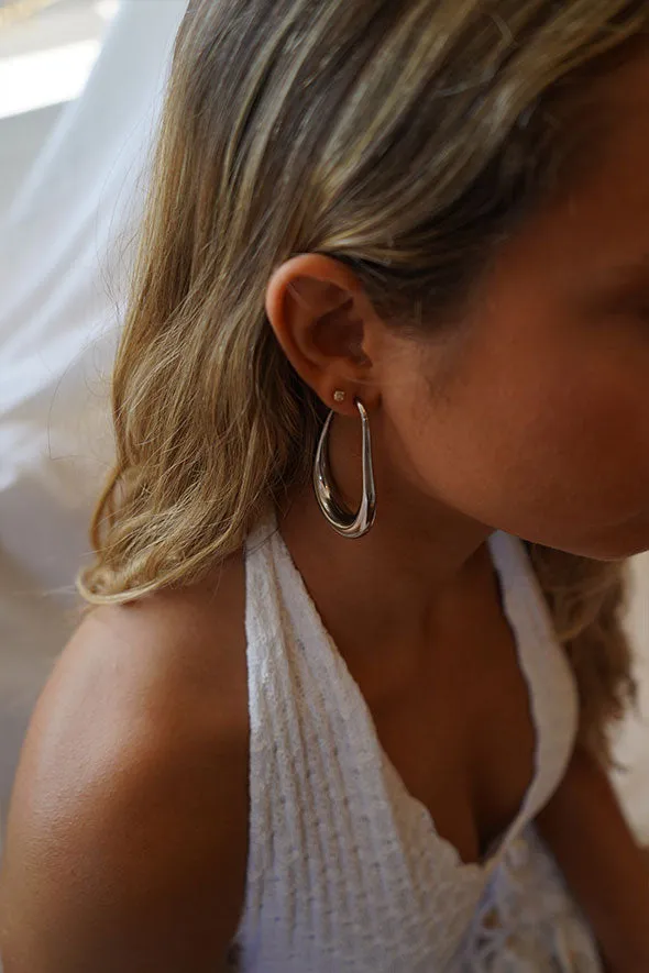 Lucia Unique Lightweight Large Silver Hoop Earrings