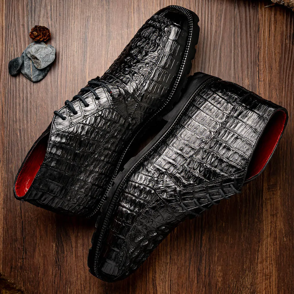 Marco Di Milano Martinelli Black Caiman Crocodile Ankle Boots