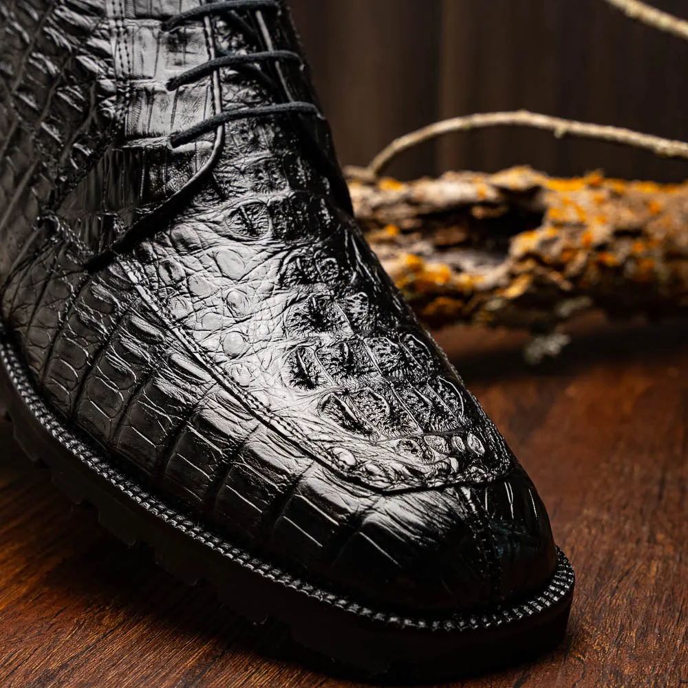 Marco Di Milano Martinelli Black Caiman Crocodile Ankle Boots