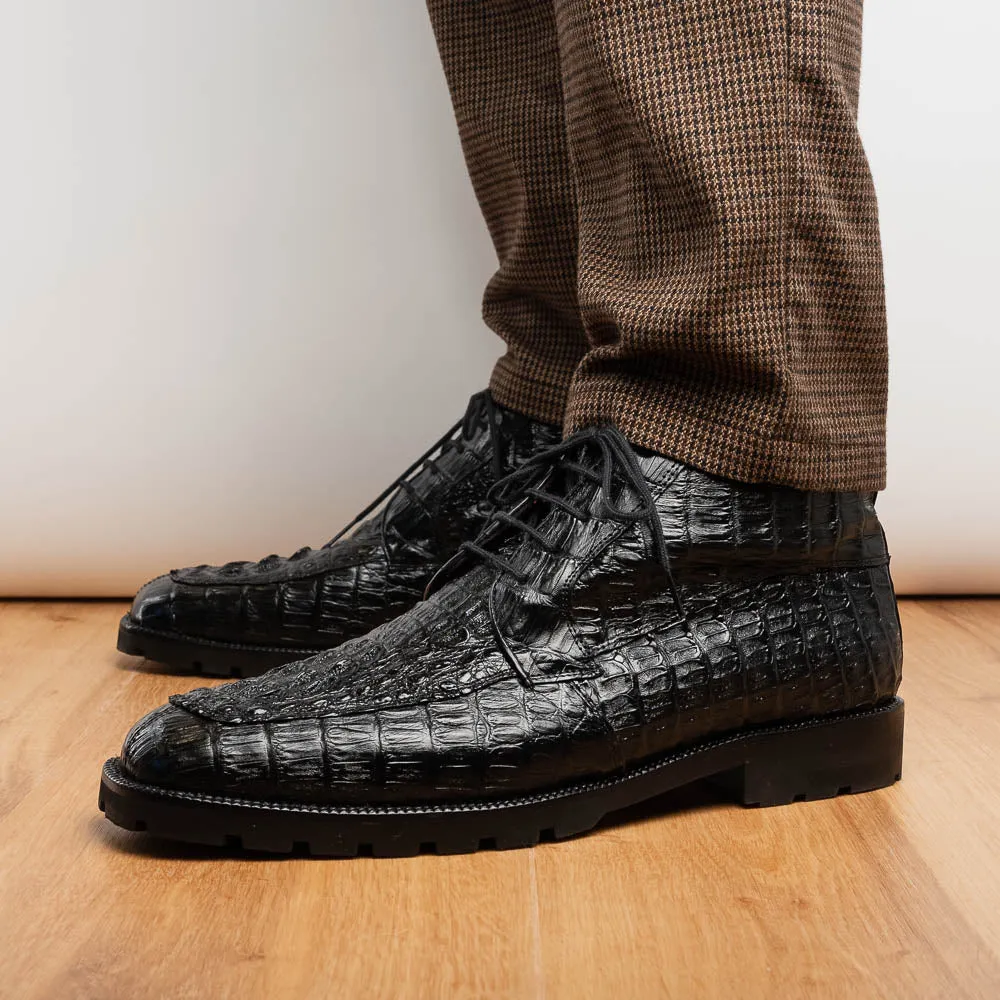 Marco Di Milano Martinelli Black Caiman Crocodile Ankle Boots