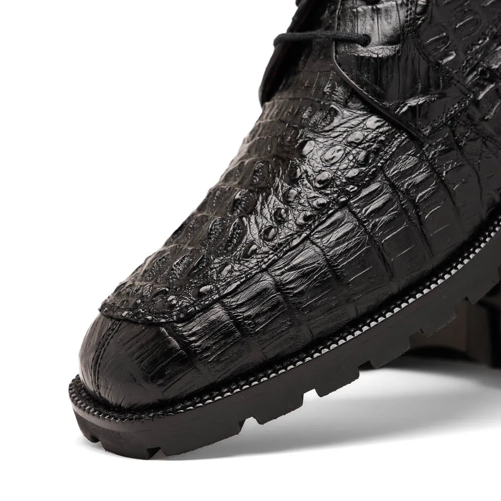 Marco Di Milano Martinelli Black Caiman Crocodile Ankle Boots