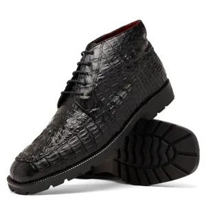Marco Di Milano Martinelli Black Caiman Crocodile Ankle Boots