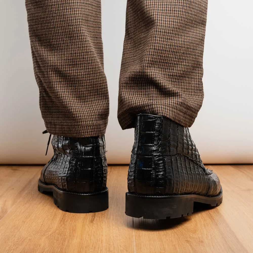 Marco Di Milano Martinelli Black Caiman Crocodile Ankle Boots