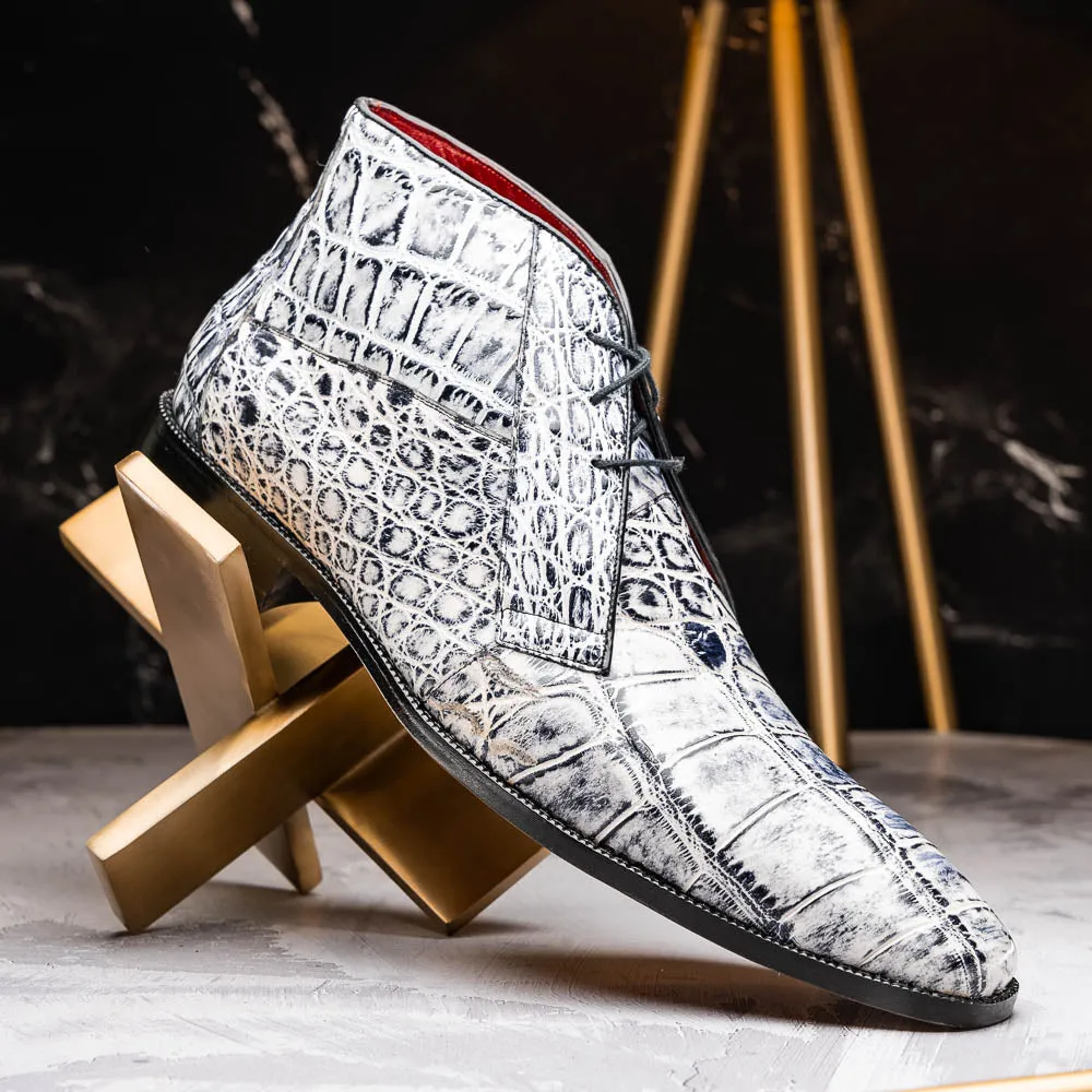 Marco Di Milano Pietro Newspaper Alligator Derby Boots