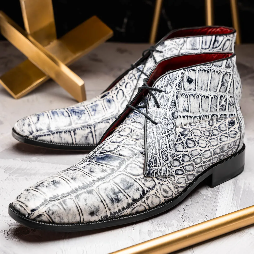 Marco Di Milano Pietro Newspaper Alligator Derby Boots