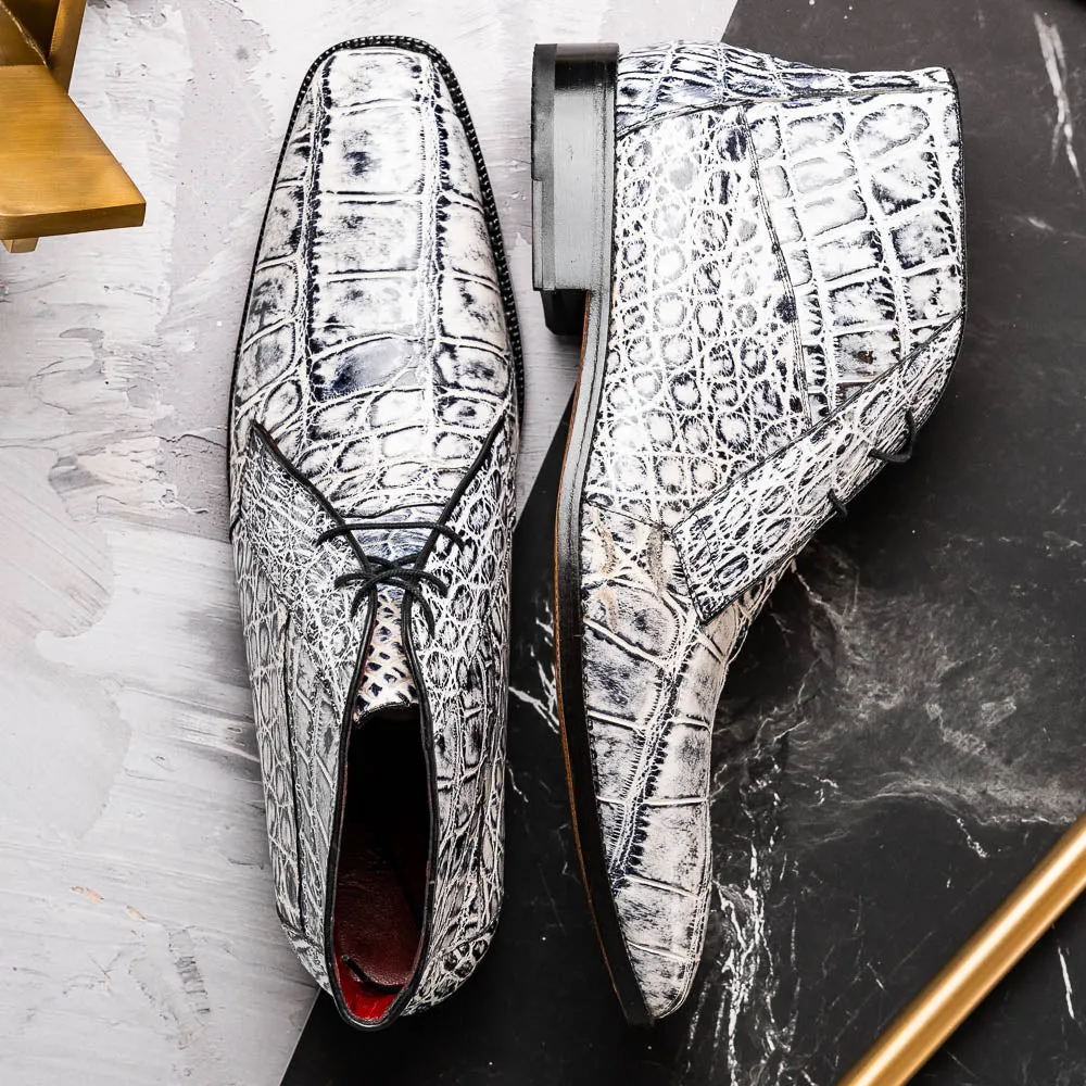 Marco Di Milano Pietro Newspaper Alligator Derby Boots