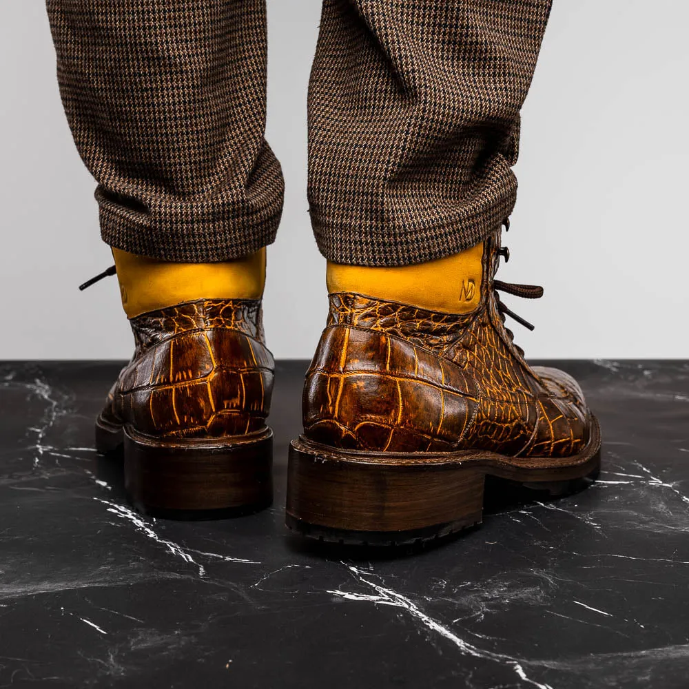 Marco Di Milano Potenza Mustard/Brown Alligator Boot