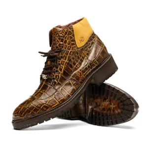 Marco Di Milano Potenza Mustard/Brown Alligator Boot