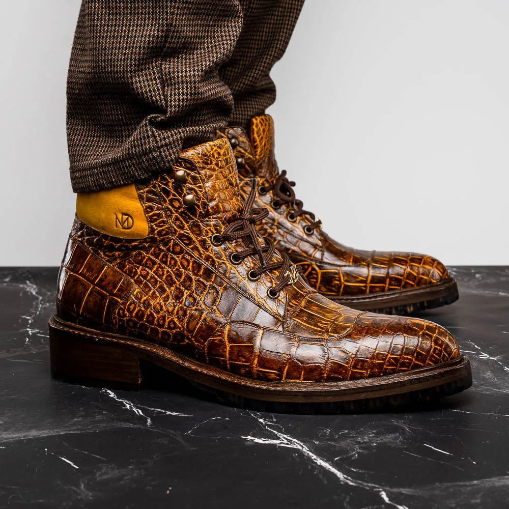 Marco Di Milano Potenza Mustard/Brown Alligator Boot
