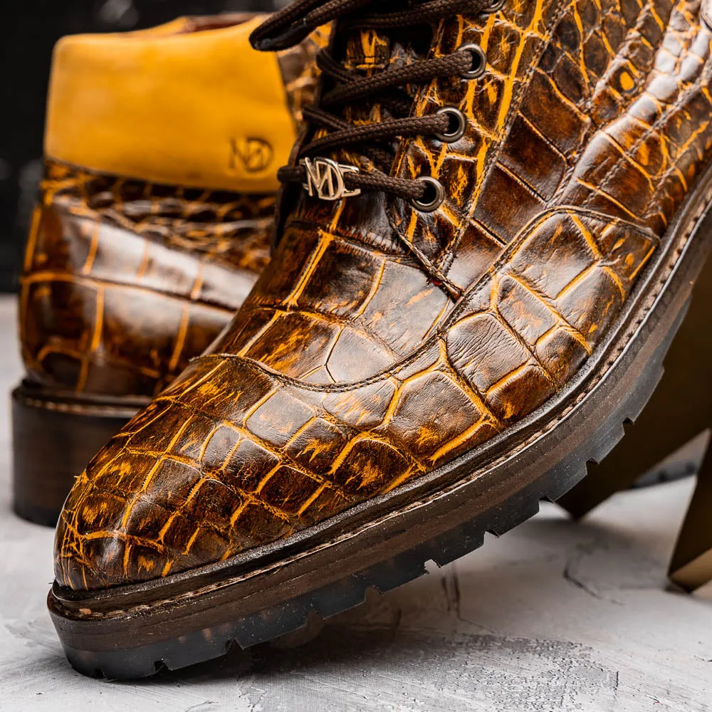 Marco Di Milano Potenza Mustard/Brown Alligator Boot
