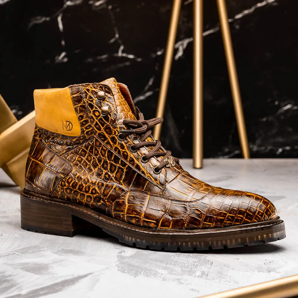 Marco Di Milano Potenza Mustard/Brown Alligator Boot