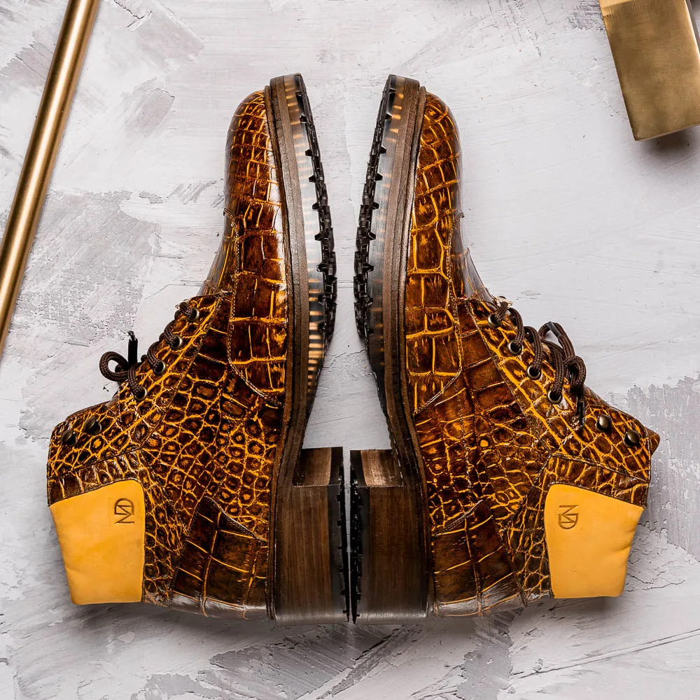 Marco Di Milano Potenza Mustard/Brown Alligator Boot