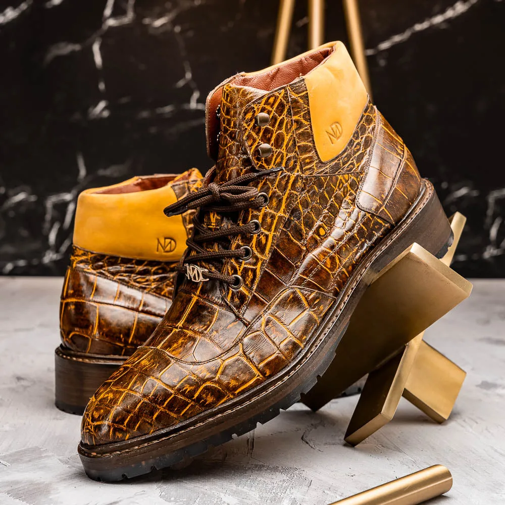 Marco Di Milano Potenza Mustard/Brown Alligator Boot