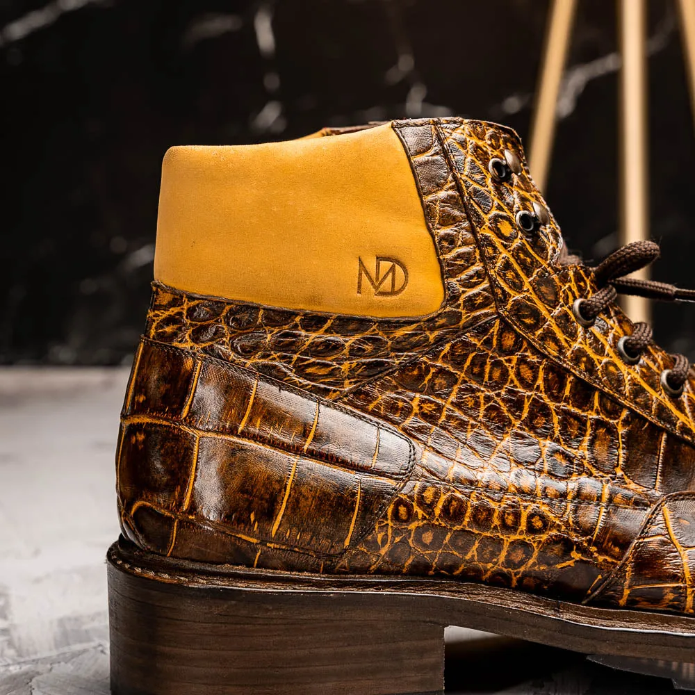 Marco Di Milano Potenza Mustard/Brown Alligator Boot