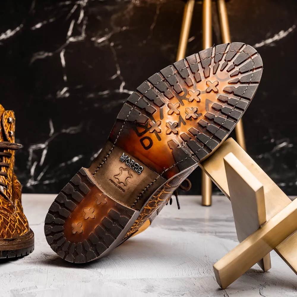 Marco Di Milano Potenza Mustard/Brown Alligator Boot