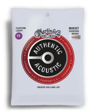 Martin Authentic Acoustic Lifespan 2.0 Phosphor Bronze 92/8 Custom Light Guitar String Set (11-52)