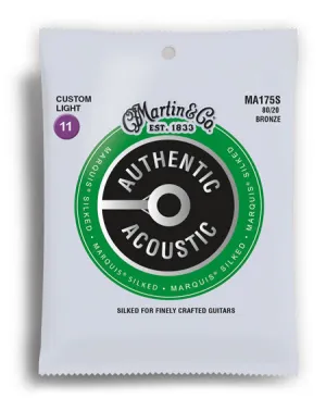 Martin Authentic Acoustic Marquis Silked 80/20 Bronze Custom Light Guitar String Set (11-52)