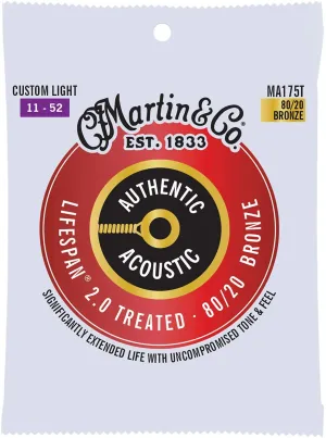 MARTIN MA175T CUSTOM LIGHT 11 - 52 BRONZE 80/20 AUTHENTIC ACOUSTIC LIFESPAN® 2.0 GUITAR STRINGS