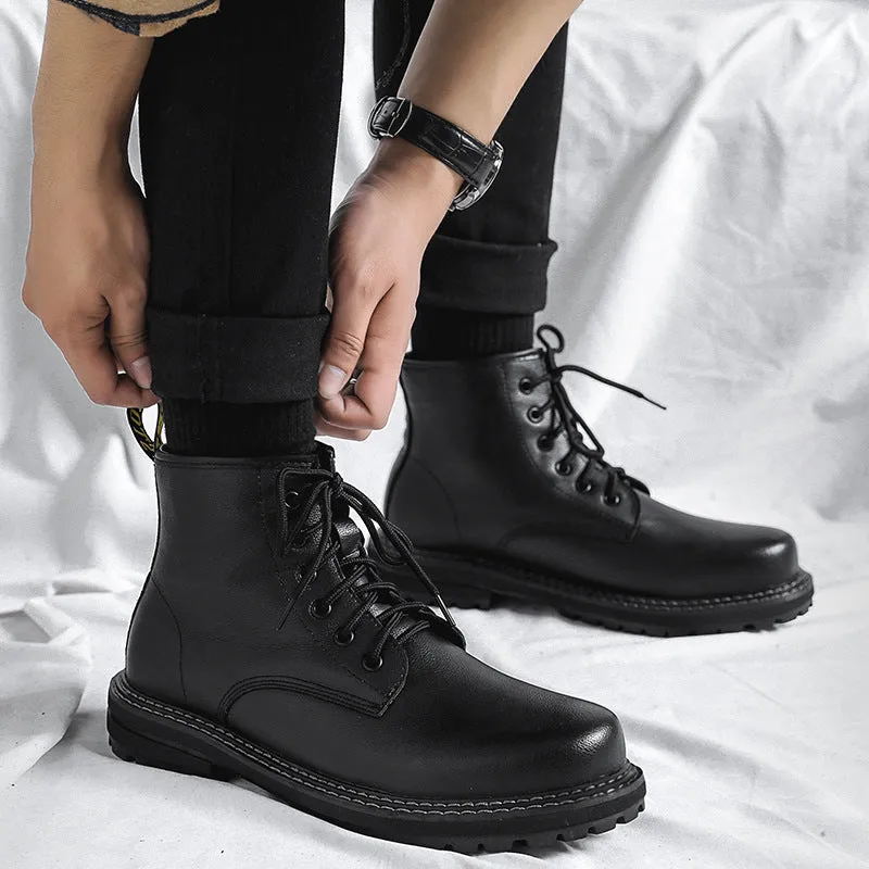 Martin  Men's High-top Black Leather Boots