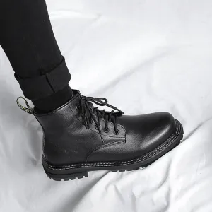 Martin  Men's High-top Black Leather Boots