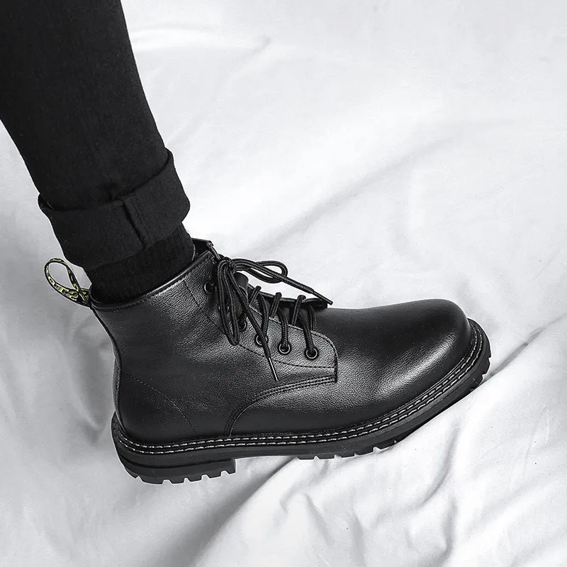 Martin  Men's High-top Black Leather Boots
