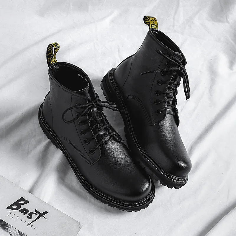Martin  Men's High-top Black Leather Boots